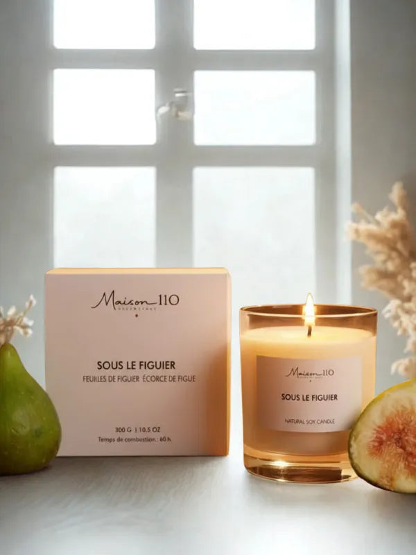 Bougie végétale sous le figuier